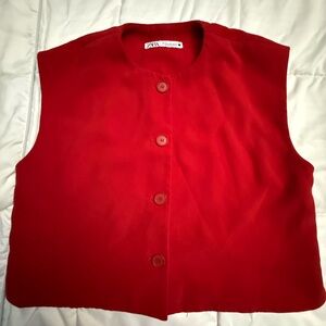 Zara Red Button Front Vest